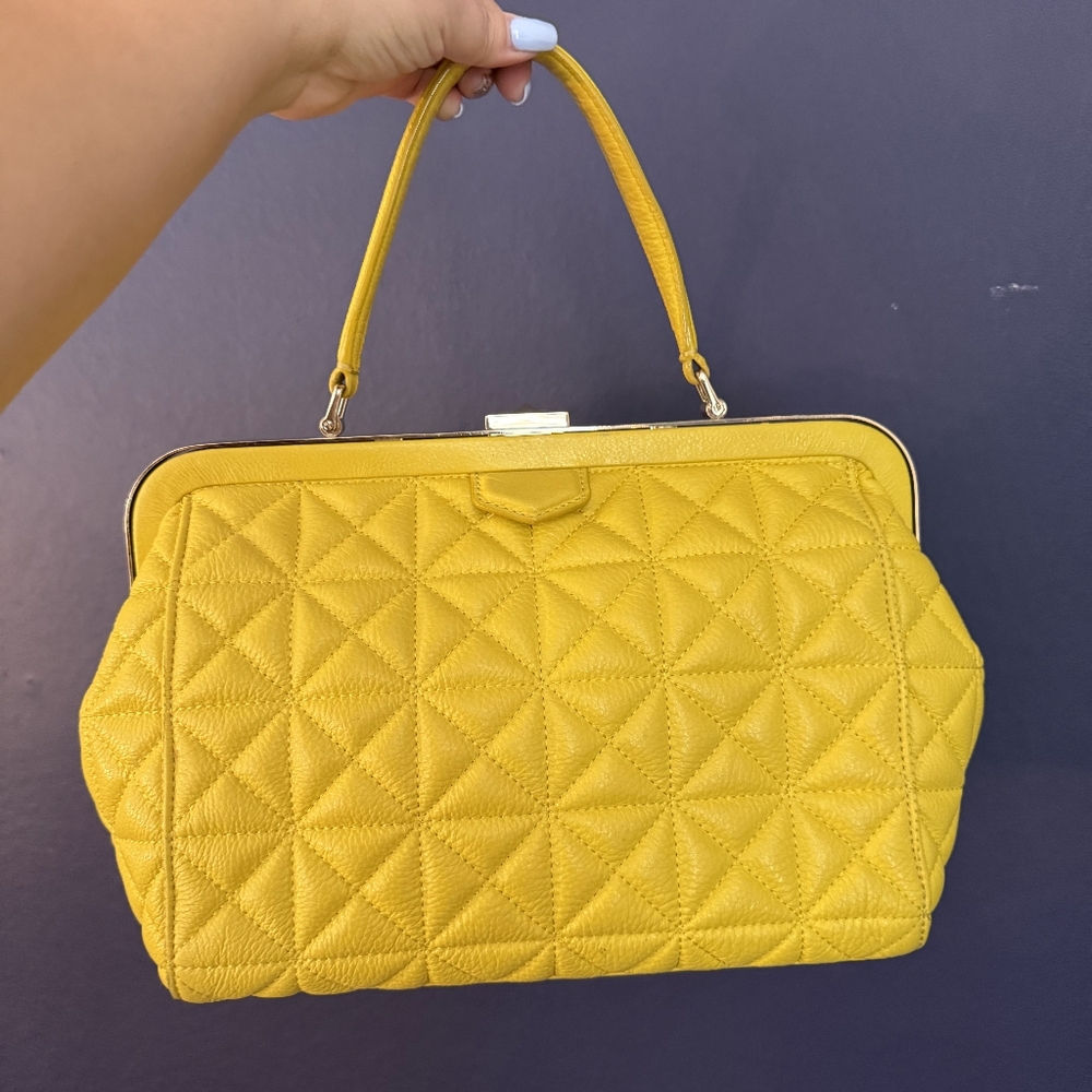 Yellow Quilted Top-Handle Women’s Bag - Picture 2 of 8